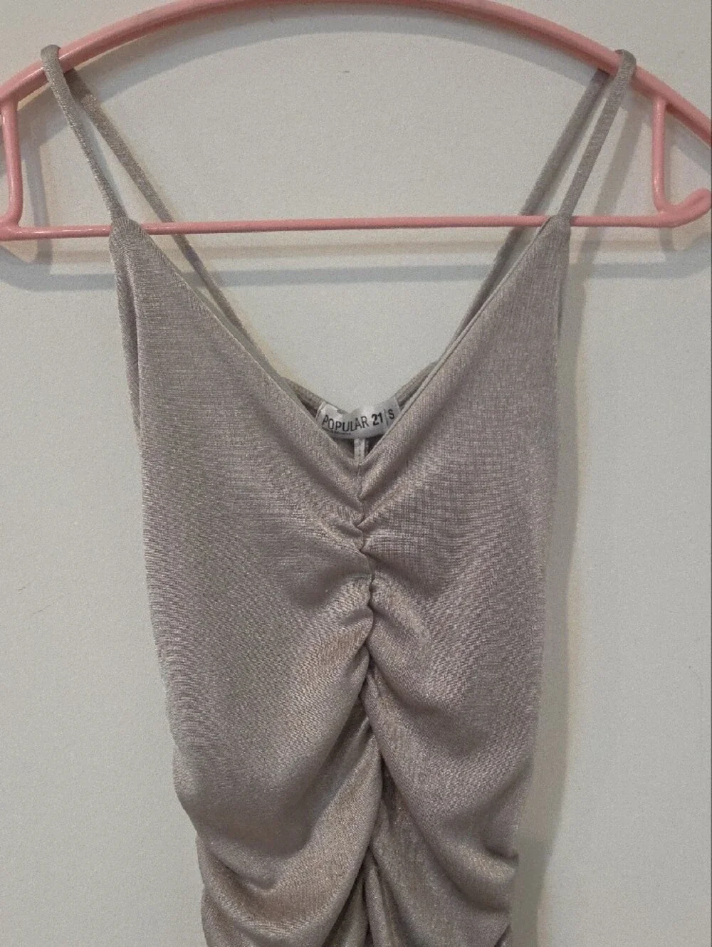 Popular 21 Shimmery Taupe Sleeveless V-Neck Dress NWOT
